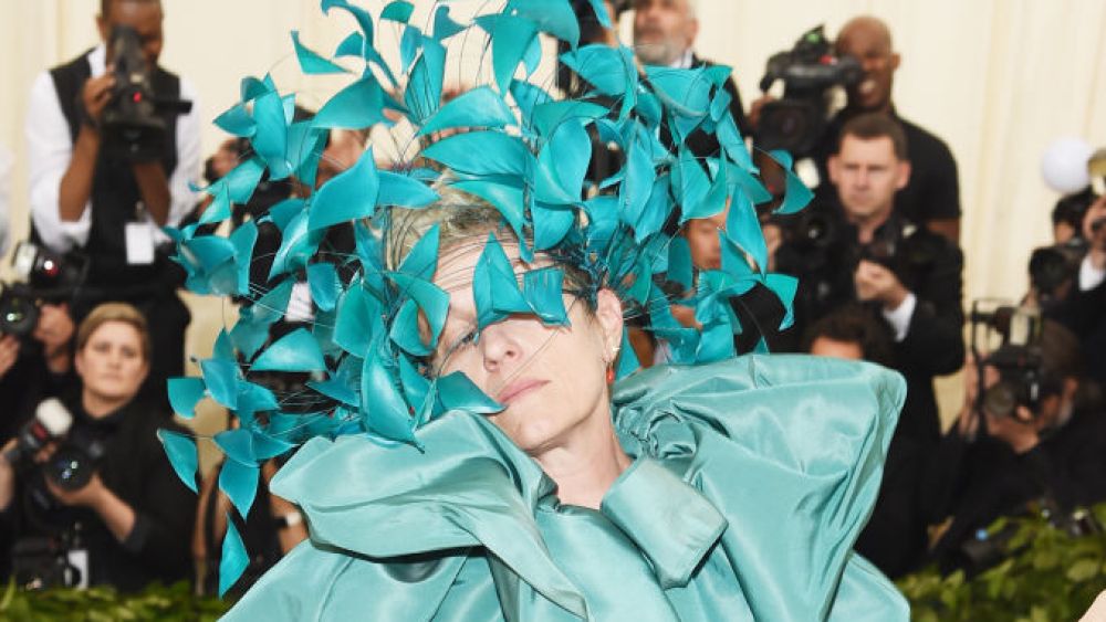 NEW YORK, NY - MAY 07:  Frances McDormand attends the Heavenly Bodies: Fashion & The Catholic Imagination Costume Institute Gala at The Metropolitan Museum of Art on May 7, 2018 in New York City.  (Photo by Jamie McCarthy/Getty Images)